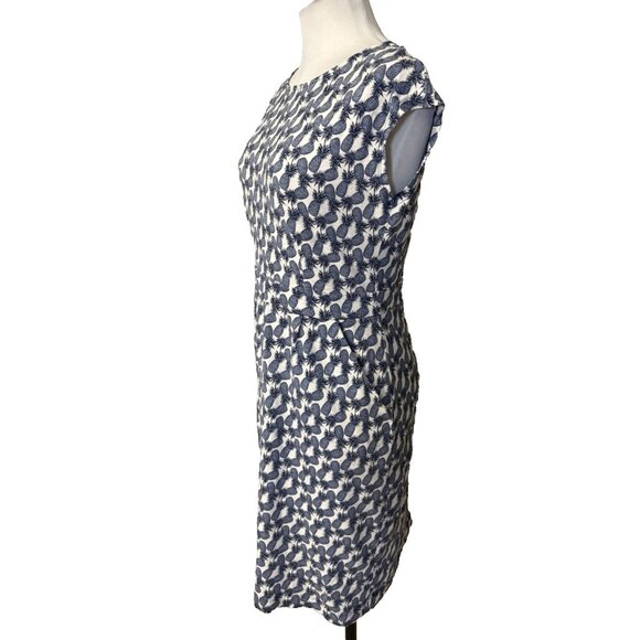 Boden Dress 8 Cap Sleeve Blue Ivory Pineapples Cotton Casual Pullover Washable - Picture 6 of 15